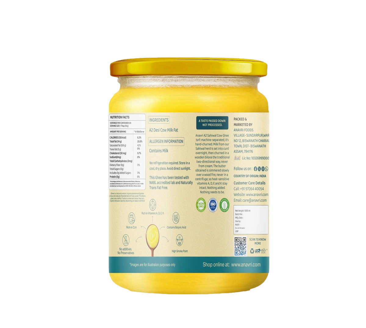 A2 Sahiwal Cow Ghee 1000ml - Back