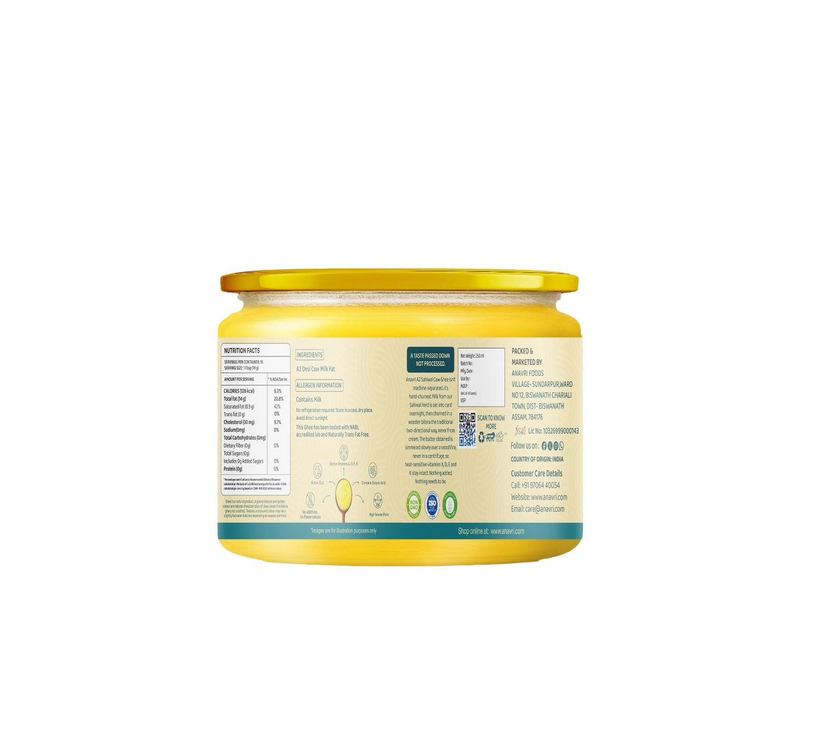 A2 Sahiwal Cow Ghee 250ml - Back