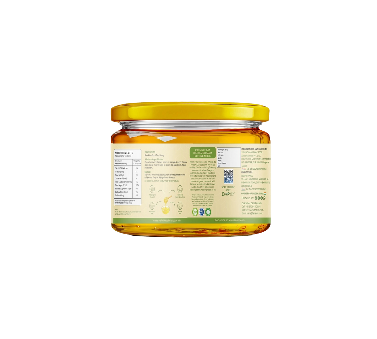 Monofloral Tulsi Honey 150g - Back