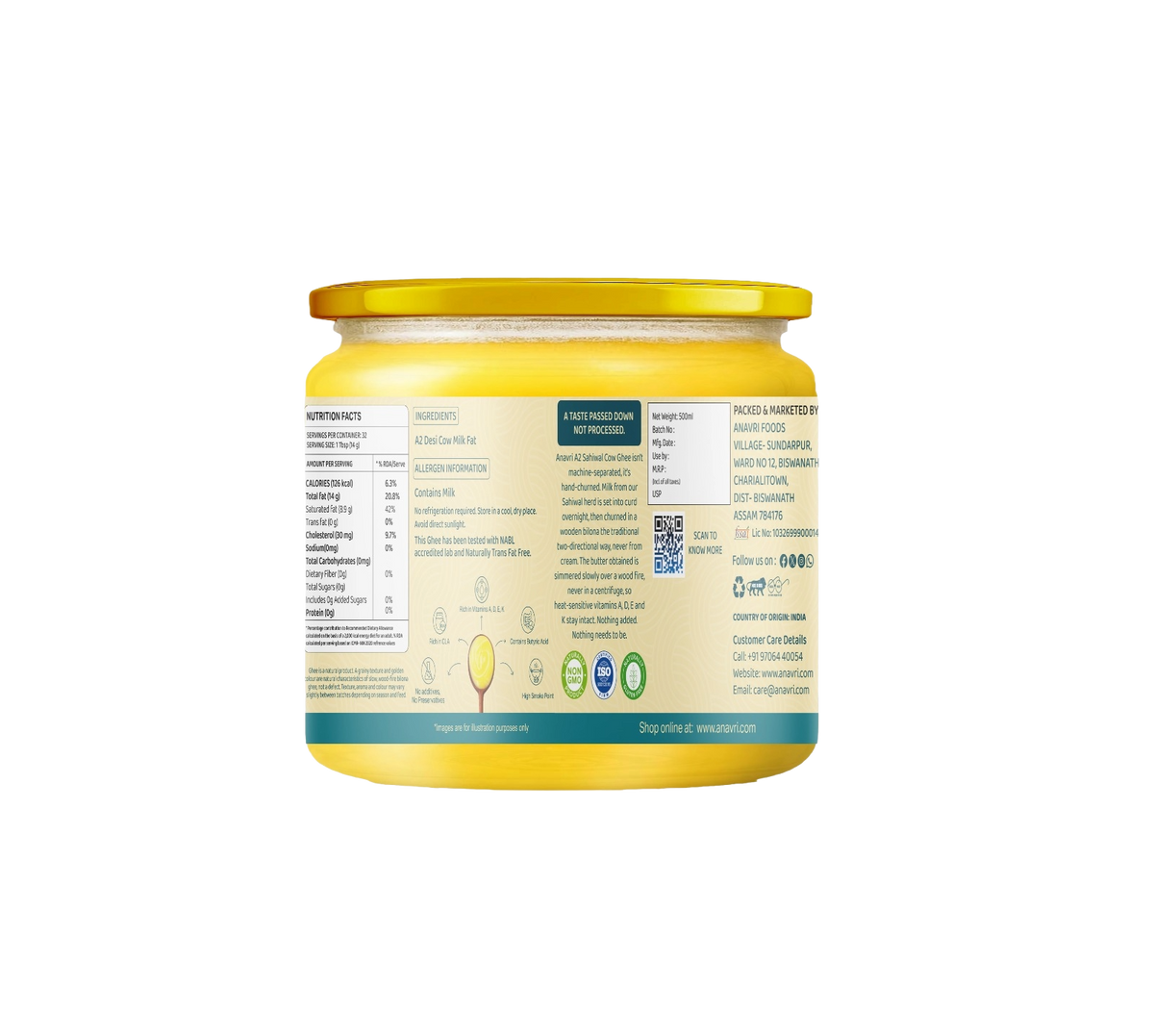 A2 Sahiwal Cow Ghee 500ml - Back