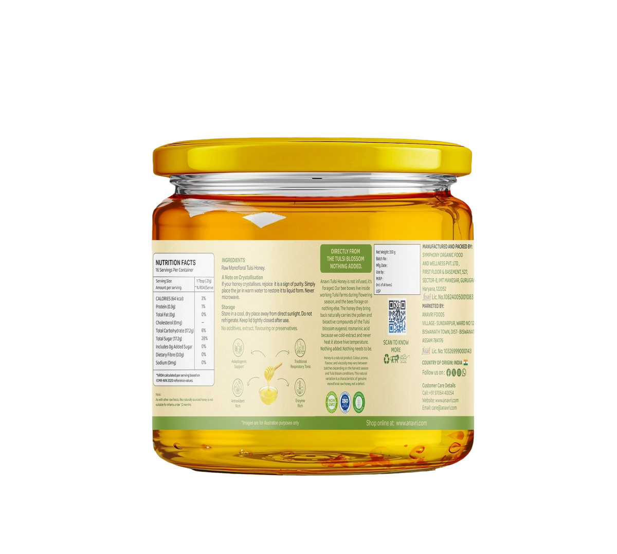 Monofloral Tulsi Honey 350g - Back