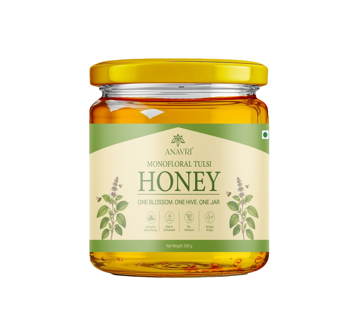 Monofloral Tulsi Honey 500g - Front