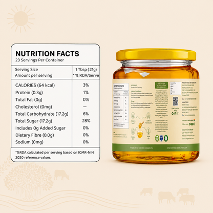 Monofloral Tulsi Honey 500g - Nutrition Facts